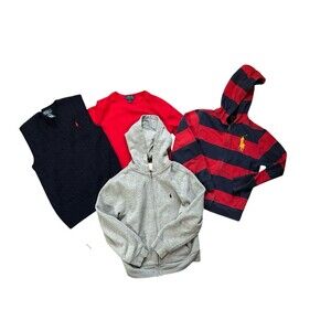 Ralph Lauren Polo Boys Lot of 4 Sz M 10/12 Hoodie Sweatshirt Vest Thermal